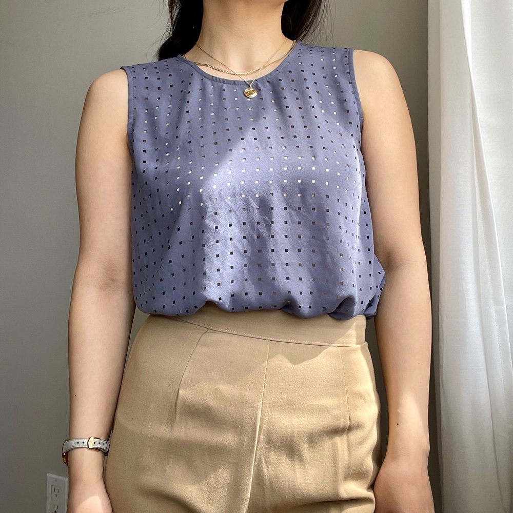 Banana Republic Grey Blue Sleeveless Blouse